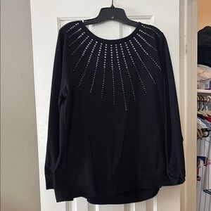 Lane Bryant Black Long Sleeve Embellished Blouse